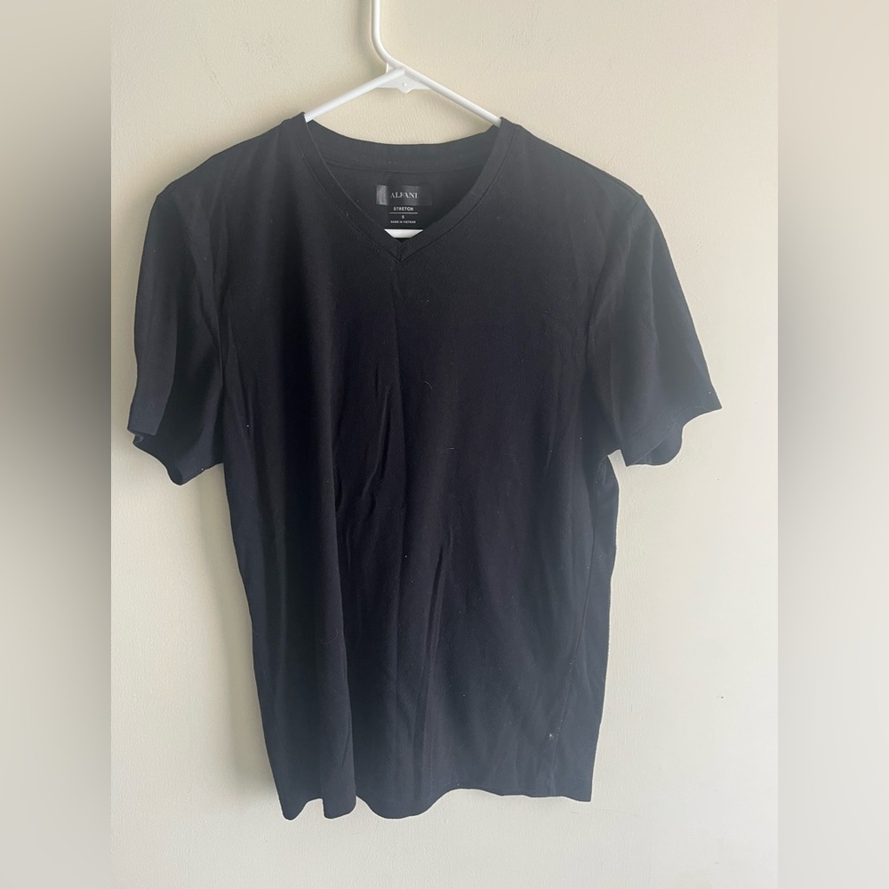 Alfani Black V-Neck Short Sleeve Tee